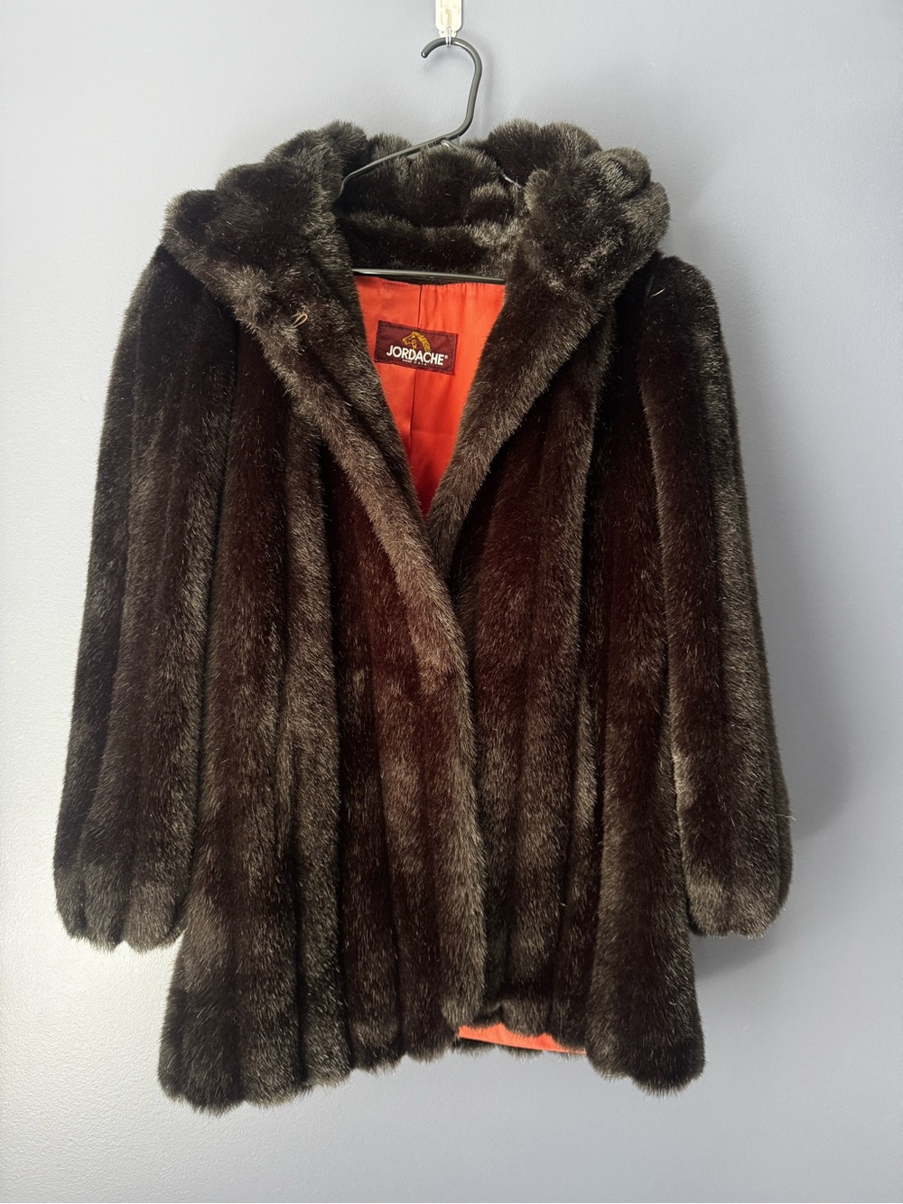 JORDACHE MOB WIFE Faux Fur Winter Jacket Old Money Button Front
